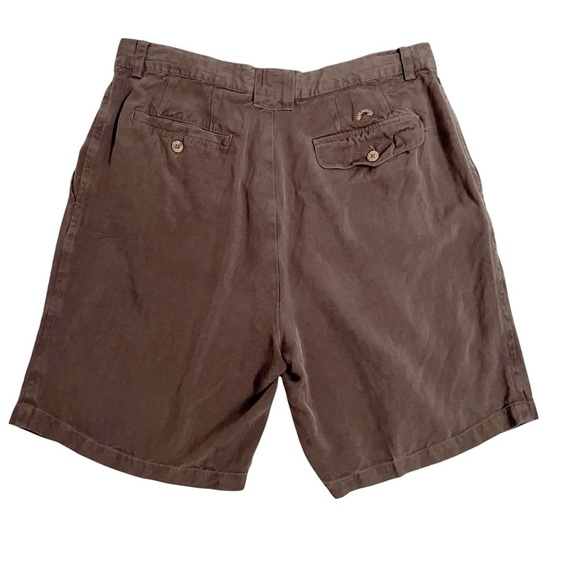 Tommy Bahama Washed Silk Herringbone Twill Pleated Brown Shorts Men’s Size 34 - Picture 4 of 5